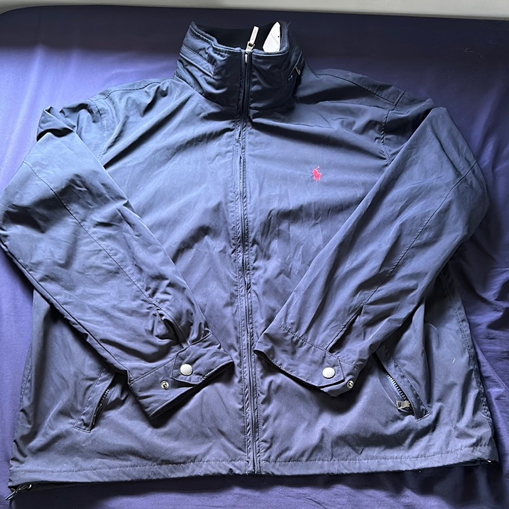 Polo by Ralph Lauren Blue Windbreaker with Stand-Up Collar